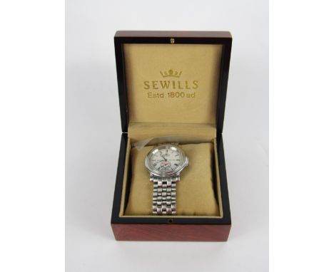 A Sewills gentleman's stainless steel cased chronometer wristwatch, Ark Royal, Maker to the Admiralty, no 39403, circular whi
