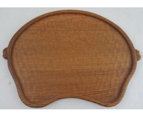 A Robert Thompson Mouseman kidney shaped serving tray, with adzed base, width 19ins&nbsp;