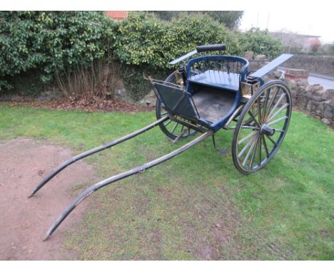 A Victorian style Horse Trap decorated in blue and yellows having coaching lamps to each side, the coaching lamp&nbsp; stampe