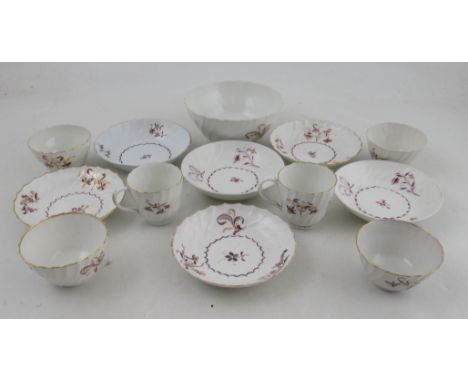 From the collection of Lord &amp; Lady Flight, A quantity of Flight, Barr Worcester tea ware, with mauve and gilt flower spra