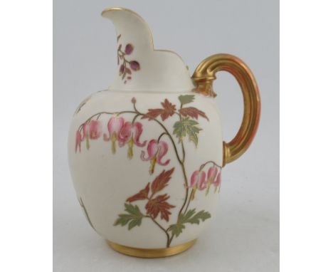 A Royal Worcester gilded ivory flatback jug, decorated with shot silk colours, shape No.1094, height 9ins&nbsp;