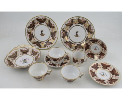 From the collection of Lord &amp; Lady Flight, A collection of Flight Worcester, decorated with brown leaves and gilt, some w