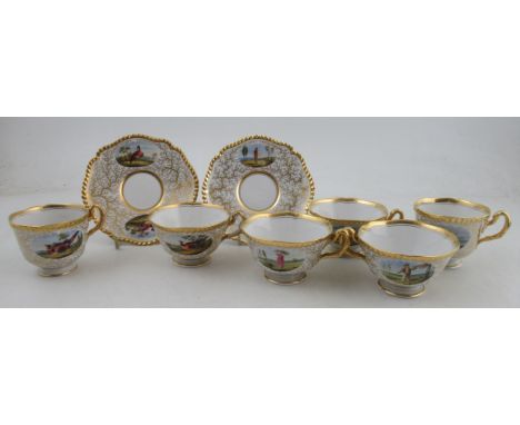 From the collection of Lord &amp; Lady Flight, A quantity of Flight, Barr &amp; Barr tea ware, comprising two saucers, four c