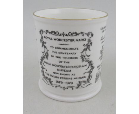 From the collection of Lord &amp; Lady Flight, A Royal Worcester commemorative mug, showing the various Factory marks