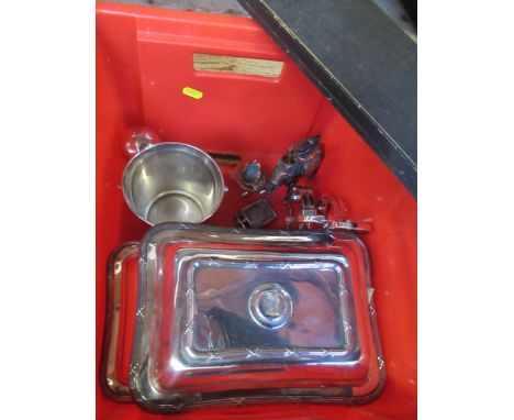 A collection of silver plated items, and other items, to include a table lighter formed as a camel