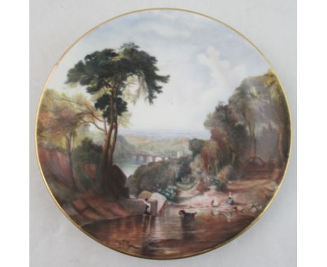 A Royal Worcester cabinet plate, painted with a landscape, in the style of Constable, by Fledman