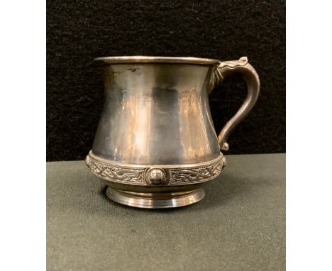 An Irish silver christening cup, waisted form with Celtic Dragon band, Weir &amp; son, Dublin 1929, 130g 
