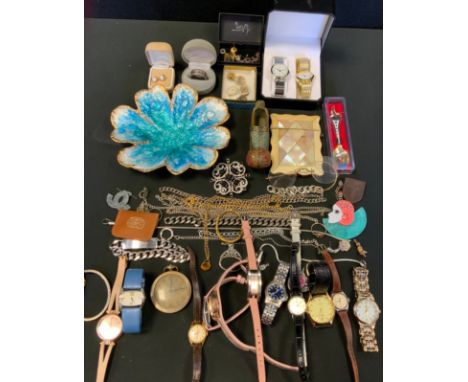 Jewellery &amp; Watches - gold plated earrings;  titanium band ring, Art Deco style Pierrot brooch;  19th century Mother of p