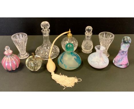 A silver mounted venetian glass globular scent bottle, Sheffield 1985;  others;  Caithness glass etc 