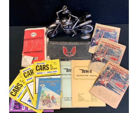 Automobilia - BSA cyclone and lightning A50C, A65L manual; others Royal Star, Wasp, Hornet, Thunderbolt etc;  1978 Corvette o