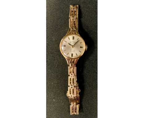 A 9ct gold lady's Rotary wristwatch, 9ct gold gatelink strap, 13.3g gross 