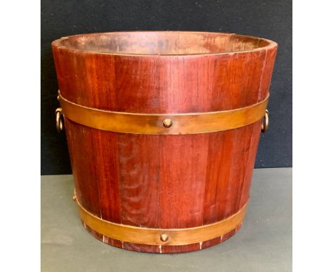 An R A Lister &amp; Co Ltd coopered bucket/wine cooler, ring loop handles, 27cm deep, 31.5cm diameter 