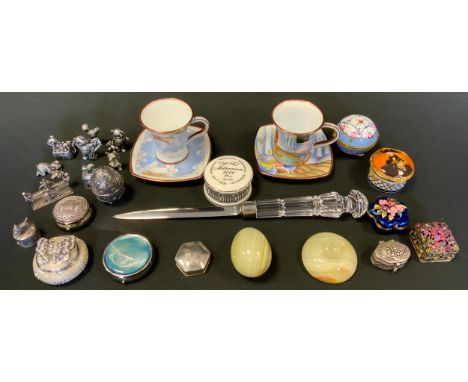 Pooh and Friends Enamel Collection cabinet cup and saucer;  another Border Fine Art;  various trinket boxes;  pewter figures;