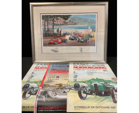 Tony Smith, by and after, Stirling's Greatest Drive, depicting Stirling Moss driving a Lotus 18 at the Monaco Grand Prix in 1