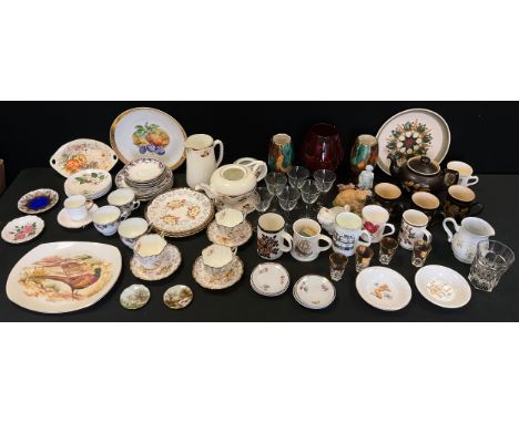Ceramics and Glass - Denby tea pot with mugs; Paragon part tea service; 19th century tavern glass; etched glassware; etc 