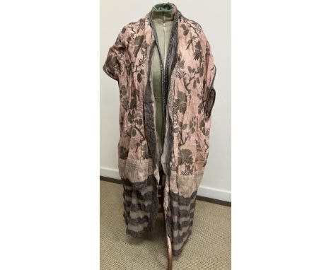 An early 20th Century Jenny et Cie pink silk and metal embroidered evening jacket with ruffled and pleated tulle to the deep 