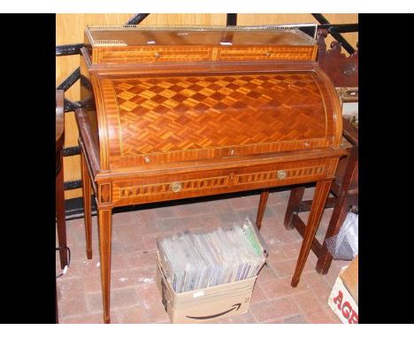 Antique style lady's French cylinder writing desk with fitted interior 