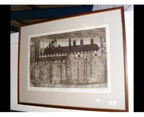 VALERIE THORNTON - Limited Edition coloured etching "The Tower of London" - No.90 of 90 - signed in pencil by the Artist to t