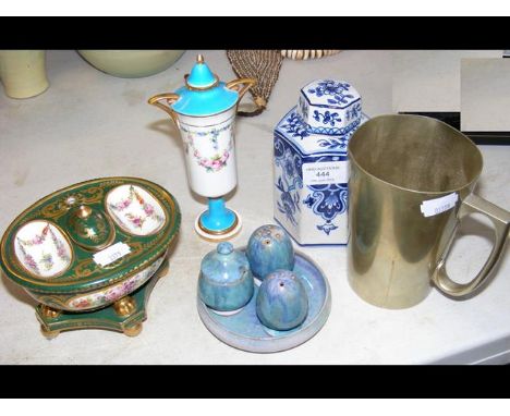 A Sevres ceramic inkwell, together with Isle of Wight pottery condiment set, etc. CONDITION REPORTimages