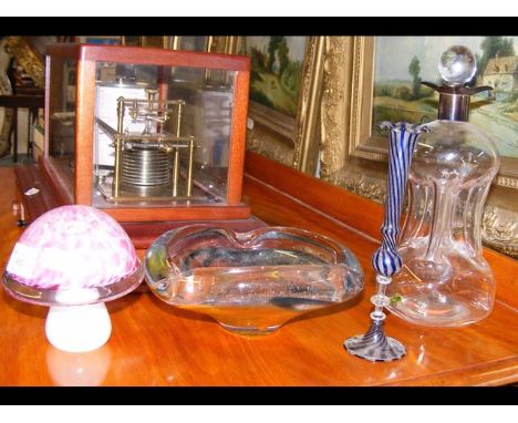 Silver mounted decanter, glass paperweight, etc. 