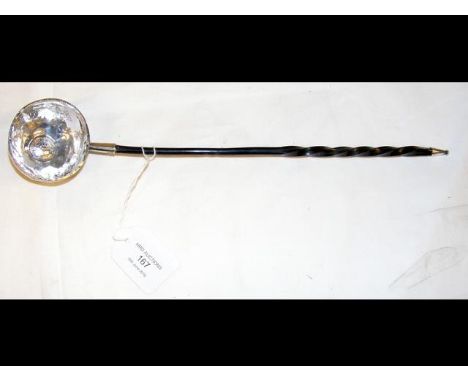 White metal "Toddy" ladle with turned wooden handle 
