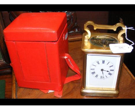 A 15cm high repeater carriage clock with travelling case 