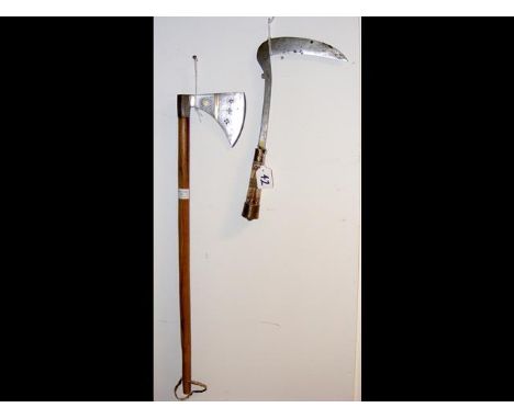 An inlaid Middle Eastern axe, together with one other weapon CONDITION REPORTas per images