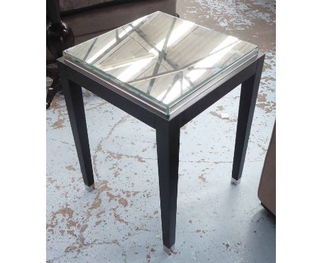 SIDE TABLE, Contemporary, bevelled mirrored top, 45cm x 45cm x 62cm.