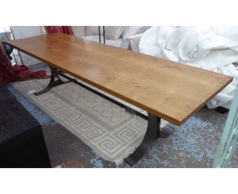 DINING TABLE, farmhouse style design, metal base, 280cm x 89cm x 76cm. (slight faults)