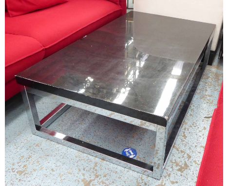 ANDREW MARTIN LOW TABLE, on polished metal base, 140cm x 80cm x 40cm. (with faults)