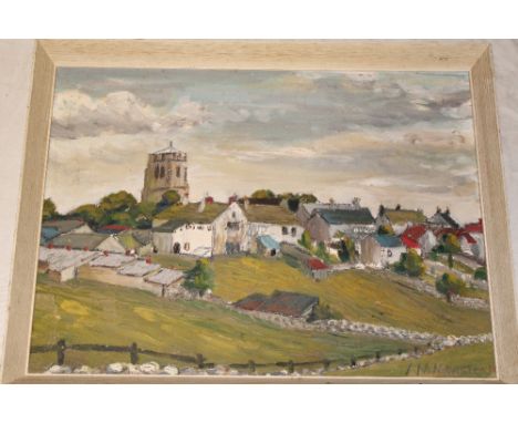 A** M** Mawston - oil on boardVillage scene, signed, 14½" x 19½" 