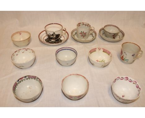 A selection of mainly early 19th Century china tea bowls together with saucers, early cups etc