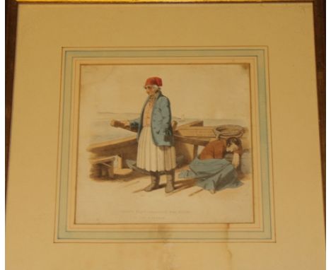 A 19th century coloured print "French Pilot Conducting the Packets to the Harbour", framed and glazed 