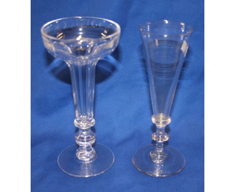 An 18th Century tapered wine glass, 7" high and one other tapered wine glass (2)