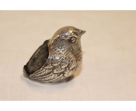 An Edward VII silver pin cushion in the form of a quail, Birmingham marks 1906
