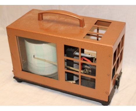 A painted metal rectangular barograph 10" long 