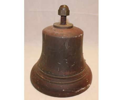 An old bronze ship's-style bell marked "E ER 12 54", 11" high over all 