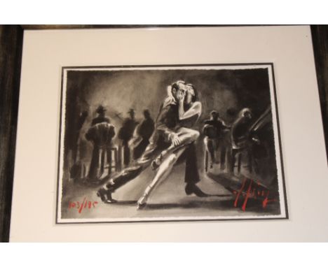 Fabian Perez - enhanced limited print "The Tango" No 103/195, signed to verso, 12" x 16"  