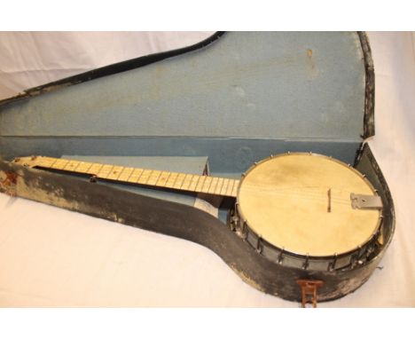 An old nickel-plated banjo "The Ivory Princess" in fitted case