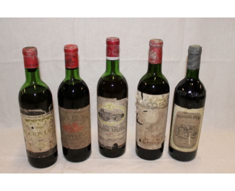 Five bottles of red wine including 1986 Marquis D'Olt, 1969 Chateau Chasse-Spleen etc (5)