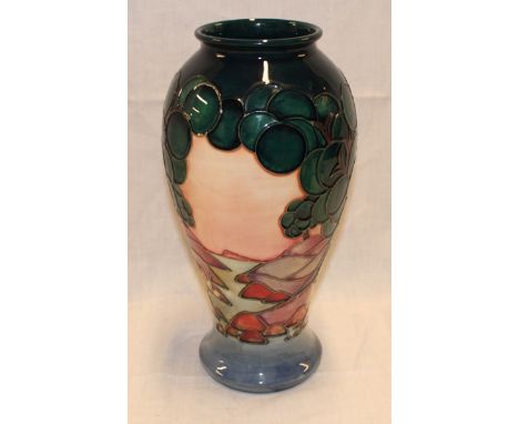A good quality Moorcroft pottery "Mamoura" pattern tapered vase designed by Sally Tuffin, 1991, 12" high