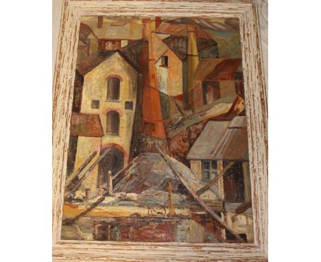 M** Homar - oil on boardAbstract study of Cornish engine houses, signed and dated 1969, 29½" x 21½"