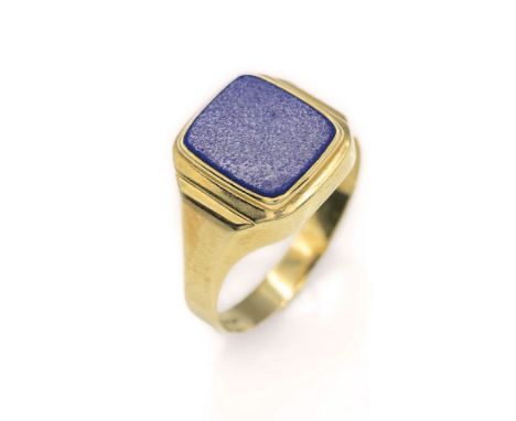 8 kt Gold Siegelring mit Lapislazuli,   GG 333/000, Lapislazuli Gravurplatte frei, RW 65, ca. 3.2 g, Meistermarke unged.8 kt 