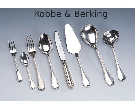 76-teil. Besteck für 12 Personen ROBBE &amp; Berking, 925er Silber,   französisch Perl, best. aus: 12 Menuegabeln, 12 Menuelö