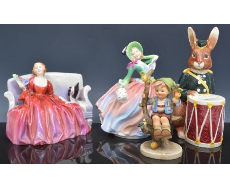 Royal Doulton figure, Sweet and Twenty HN 1298, width 19cm, another Doulton figure, Autumn Breezes HN1911, a Royal Doulton Bu