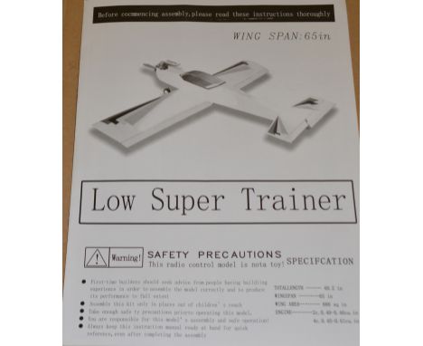 Low Super Trainer 65", span ARTF, 8-10cc engine.