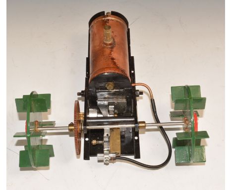 Paddle Steamer steam engine, with paddles and reduction gear, unknown make.