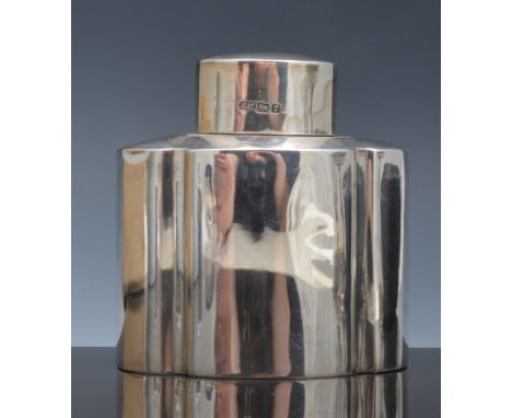 Edwardian silver tea caddy, Sheffield 1906, of straight sided quadrofoil form, 9cm.