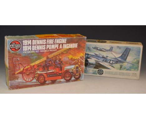 Two Airfix plastic kits,B Douglas Invader and 1914 Dennis Fire Engine.