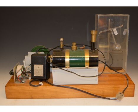 Two units, Stationary Steam Engine, mounted with boiler and electrics and hot air engine in plastic case